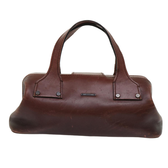 GUCCI Hand Bag Leather Brown Auth bs6691 - Picture 2 of 16